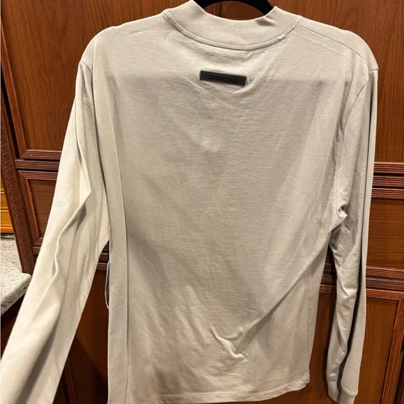 New! Essentials Men's Long Sleeve Shirt in Light Beige - Picture 3 of 3